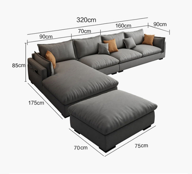 Amos Three Seater Sofa Corner, Leathaire