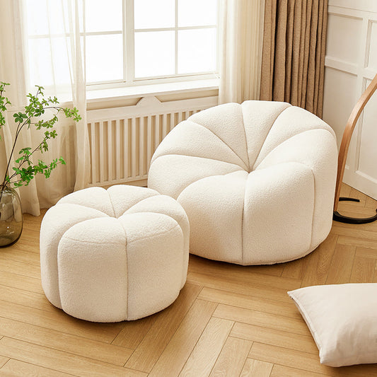 Arsav Pumpkin Armchair, White Boucle
