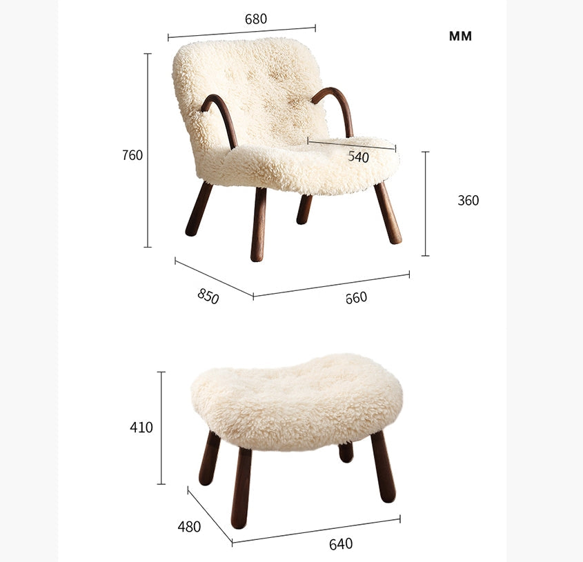 Philip Arc Sheepskin Armchair and Ottoman