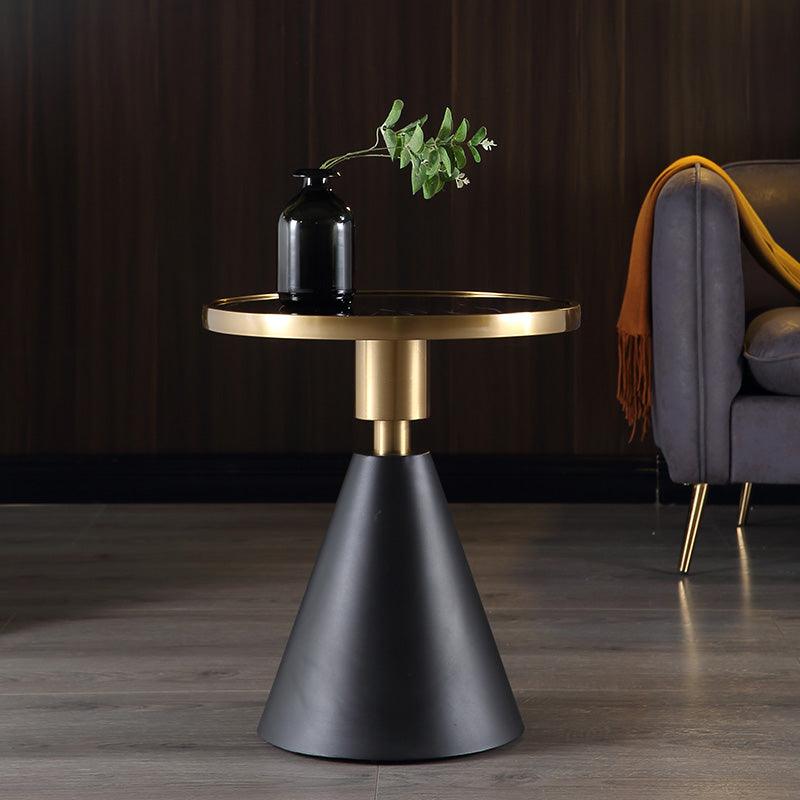 Modern Side Table with Marble Top and Metal Base