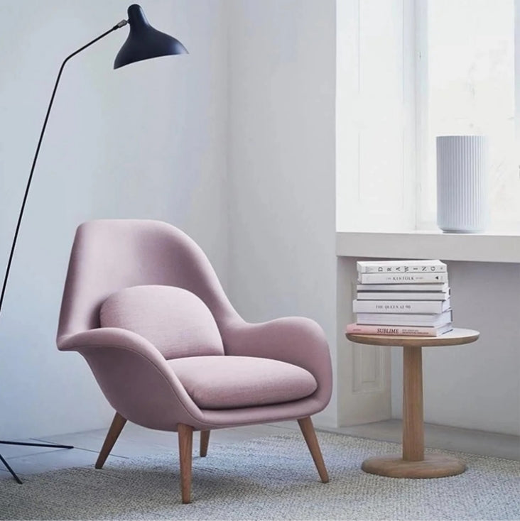 Fredericia Swoon Armchair And Footstool, Velvet, Blue