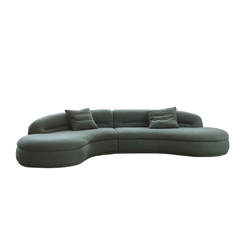 Yannik Four Seater Curved Sofa, Green