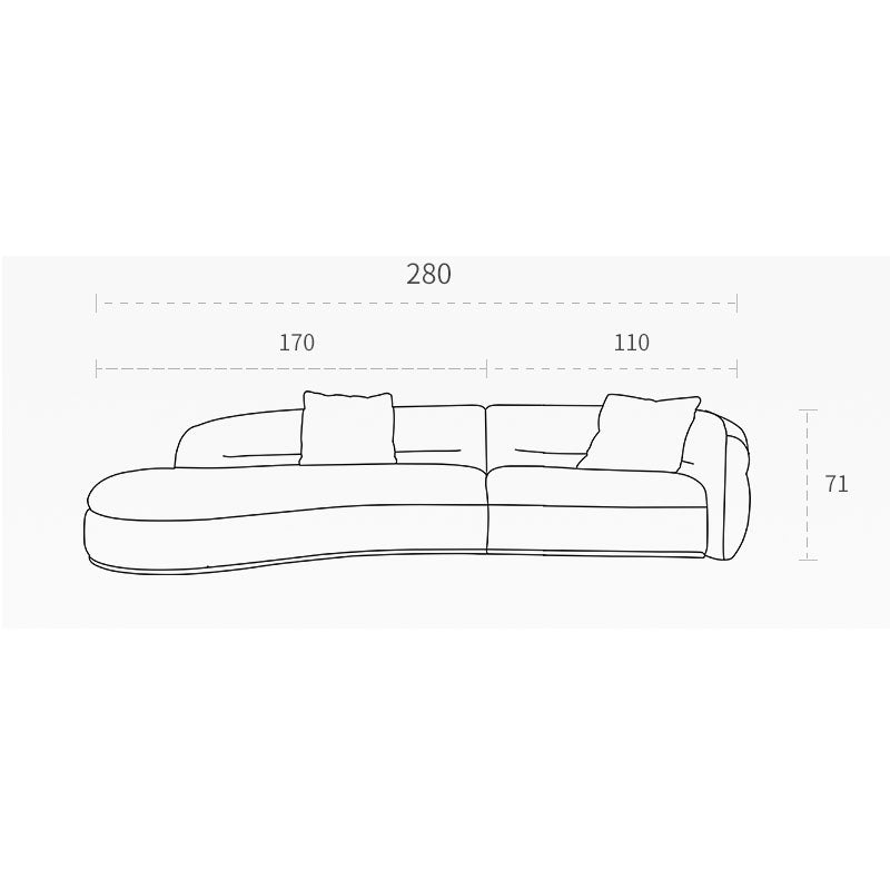 Yannik Four Seater Curved Sofa, Green