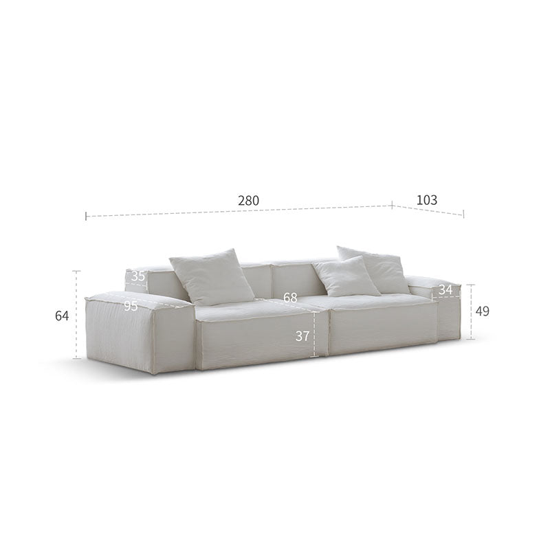 Zaavan Three Seater Sofa, Modular Sofa, White Linen