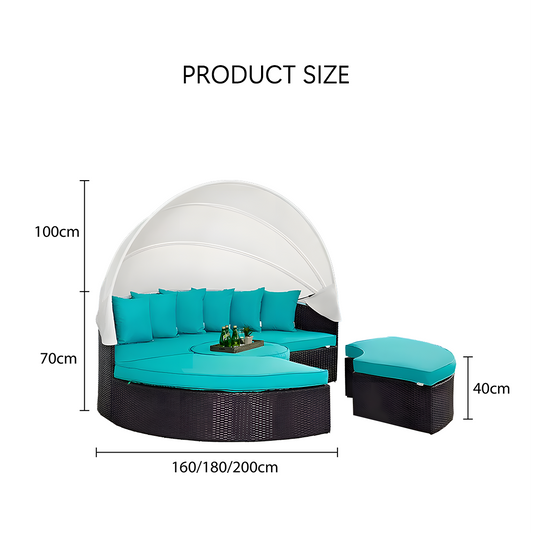 Shelly Patio Outdoor Sectional Sofa Set With Rattan Daybed Sunbed