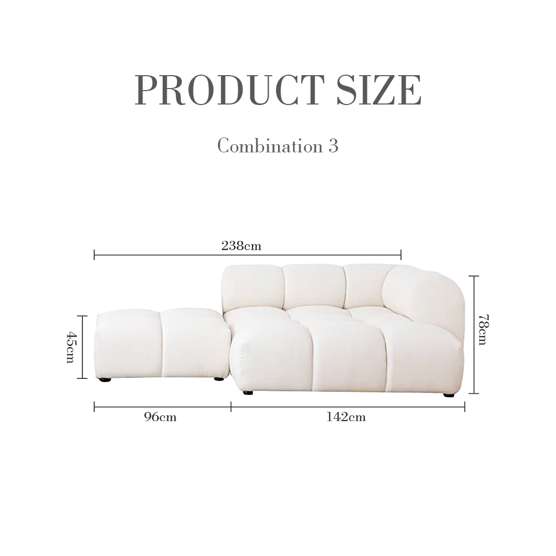 Lysander Velvet Module Three Seater, Four Seater, Five Seater Sofa, Corner Sofa, White