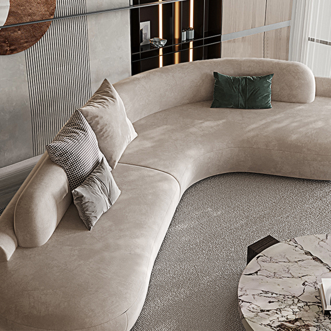 Cosima grey curved sofa velvet