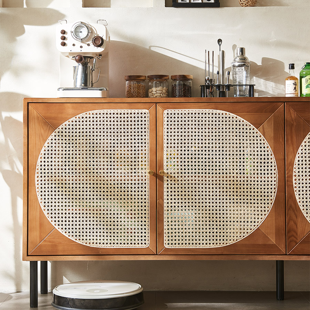 Booker Rattan Sideboard, Solid Wood