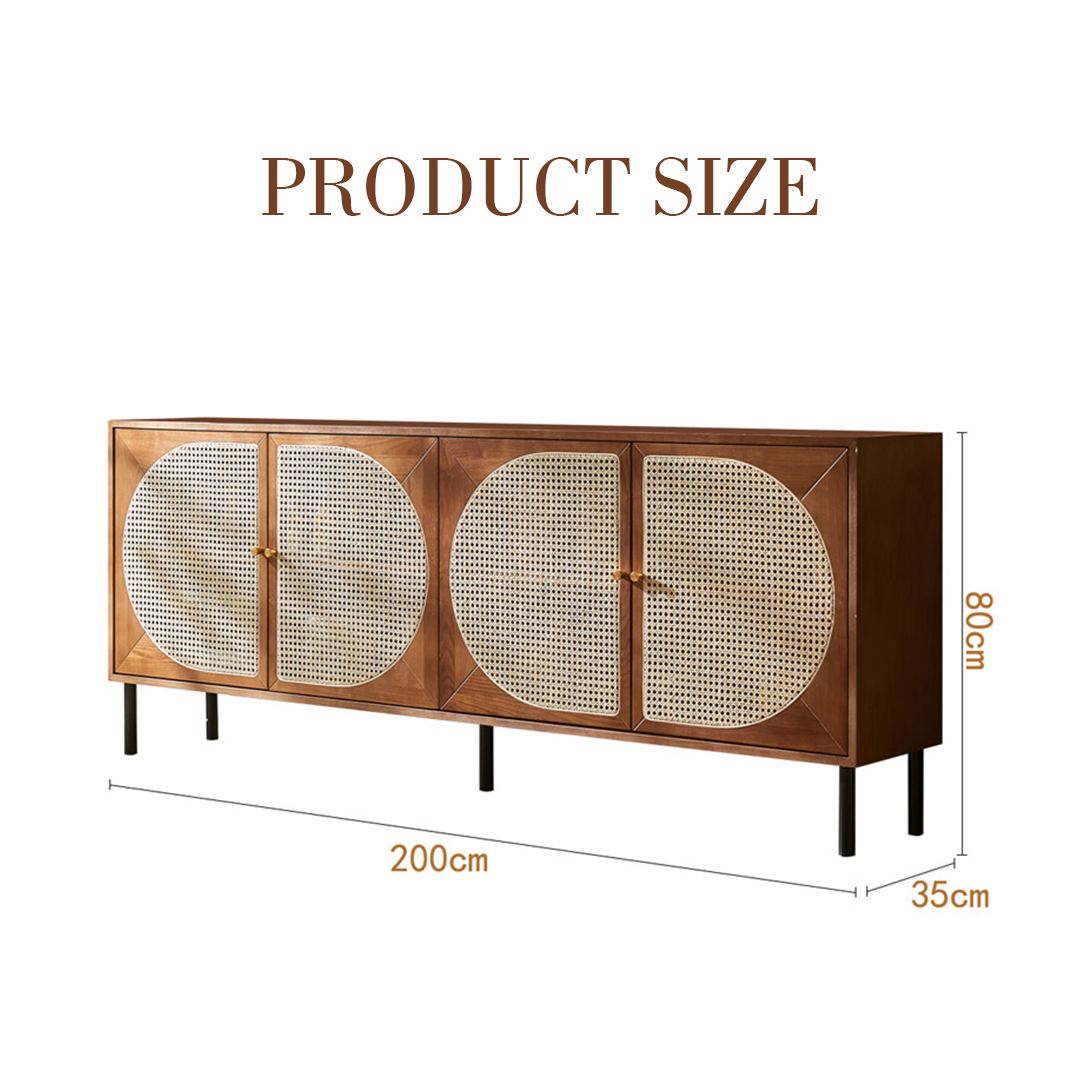 Booker Rattan Sideboard, Solid Wood
