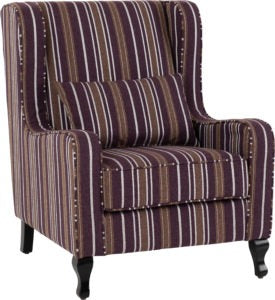 Sherbourne Fireside Chair-Burgundy Stripe Fabric
