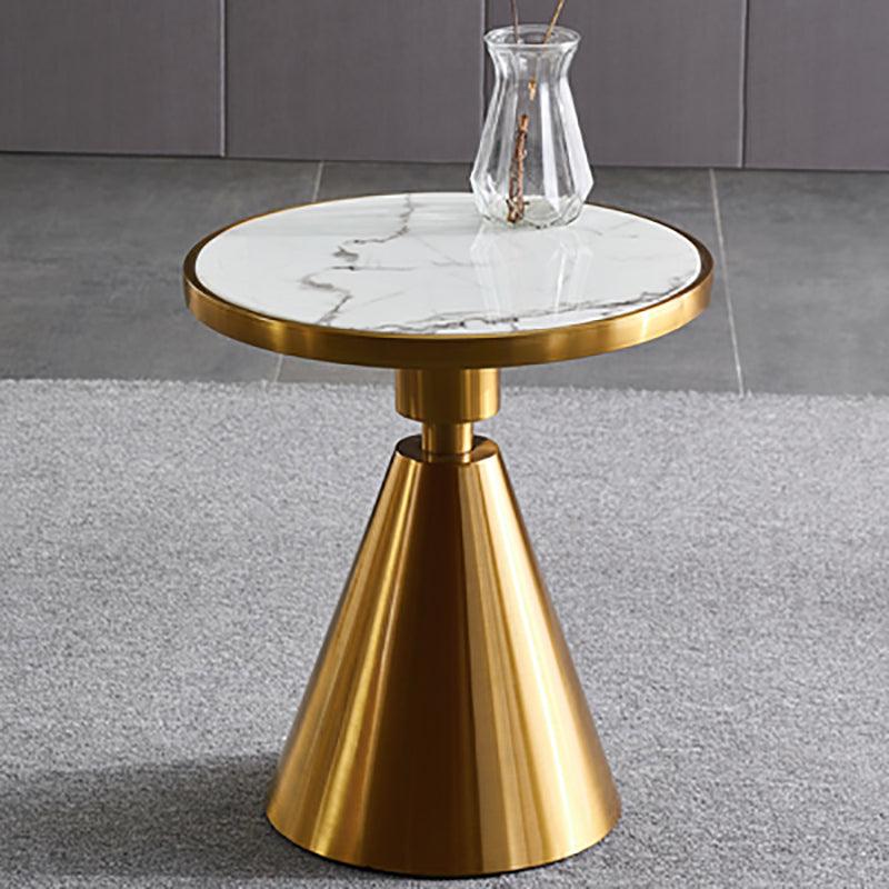 Modern Side Table with Marble Top and Metal Base
