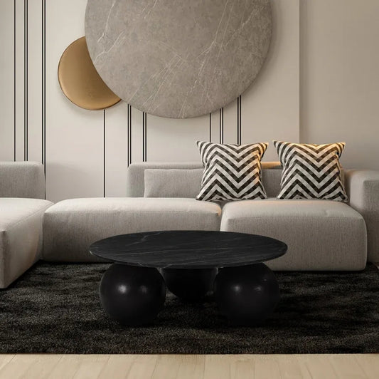 Kristy Marble Top Coffee Table-Black