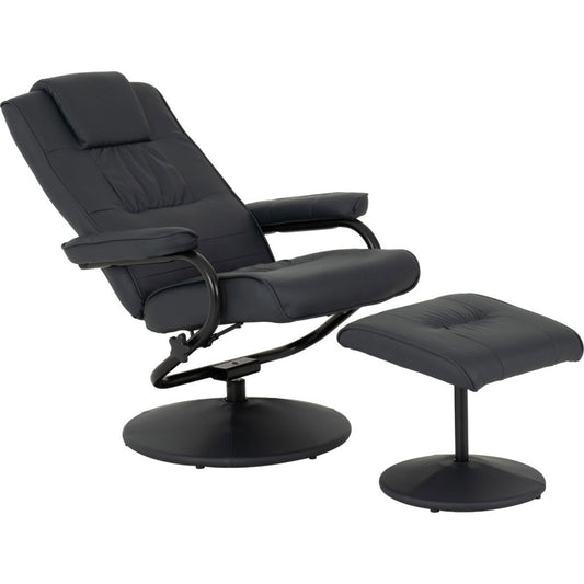Ascot Faux Leather Recliner Chair and Footstool