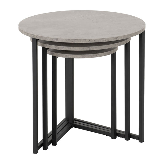 Athens round nest of tables 3 pc set in concrete effect