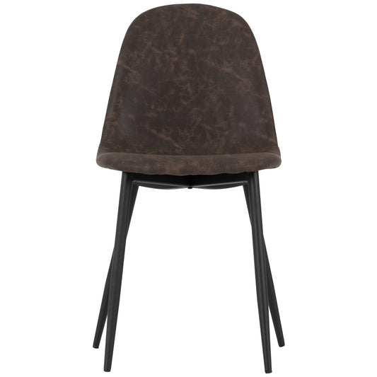 Athens Rectangular Dining Set-Medium Oak Effect/Black/Brown Faux leather