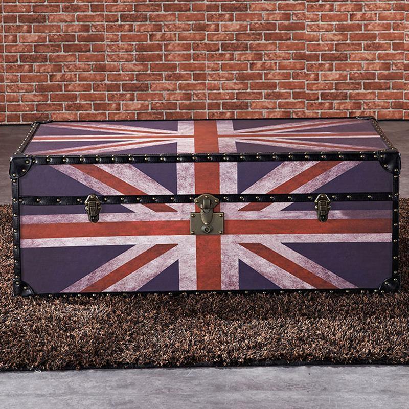 Aviator Union Jack Suitcase Coffee Table, Industrial Storage