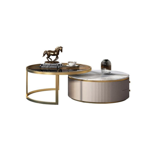 Bell Nesting Coffee Table Set, White & Gold