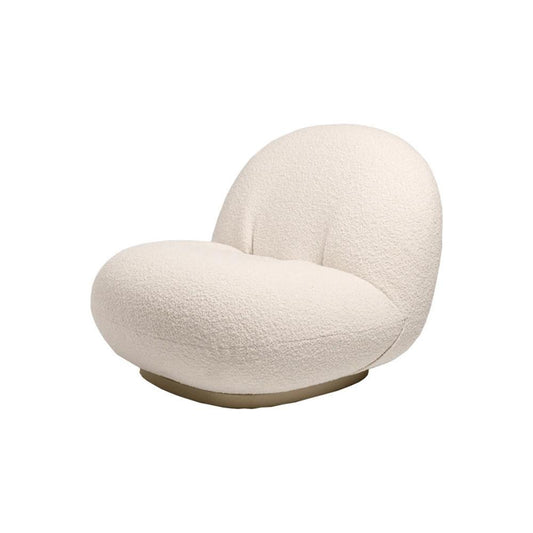 Gubi Pacha Swivel Accent Chair, Boucle With Gold Base