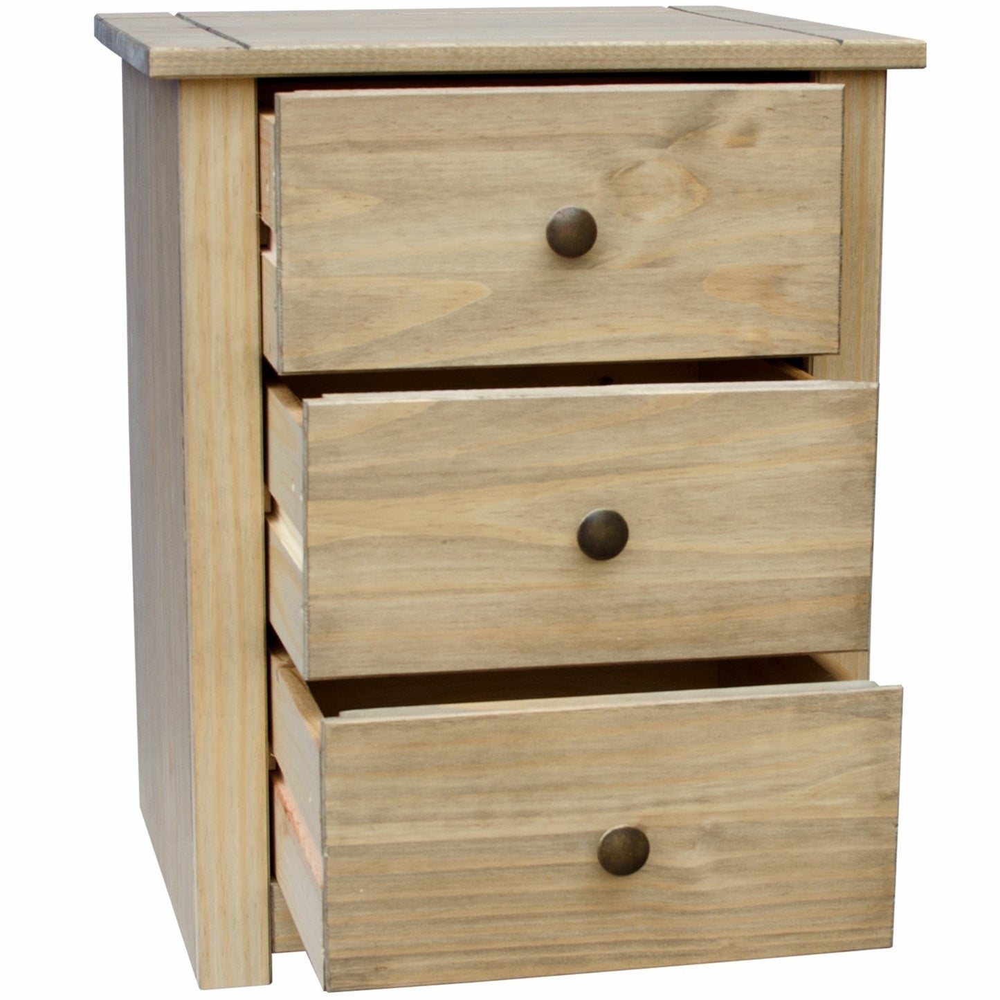 Panama 3 Drawer Bedside Chest/Natural wax