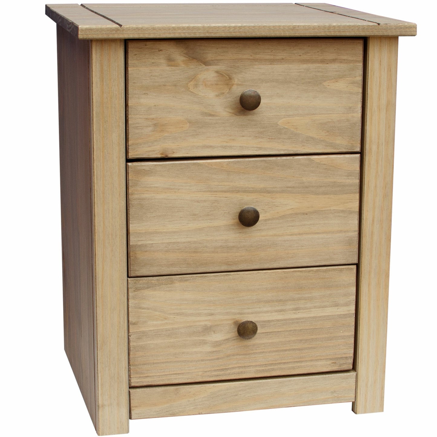 Panama 3 Drawer Bedside Chest/Natural wax