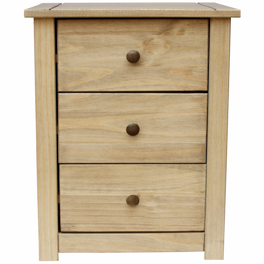 Panama 3 Drawer Bedside Chest/Natural wax