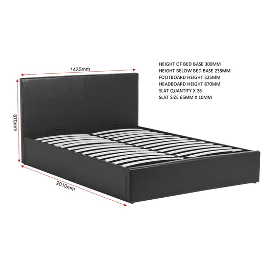 Waverley 4'6" Storage Bed-Black Faux Leather