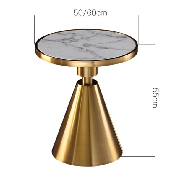 Modern Side Table with Marble Top and Metal Base