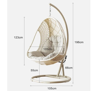 Pearl Rattan Garden Hanging Egg Chair with Stand