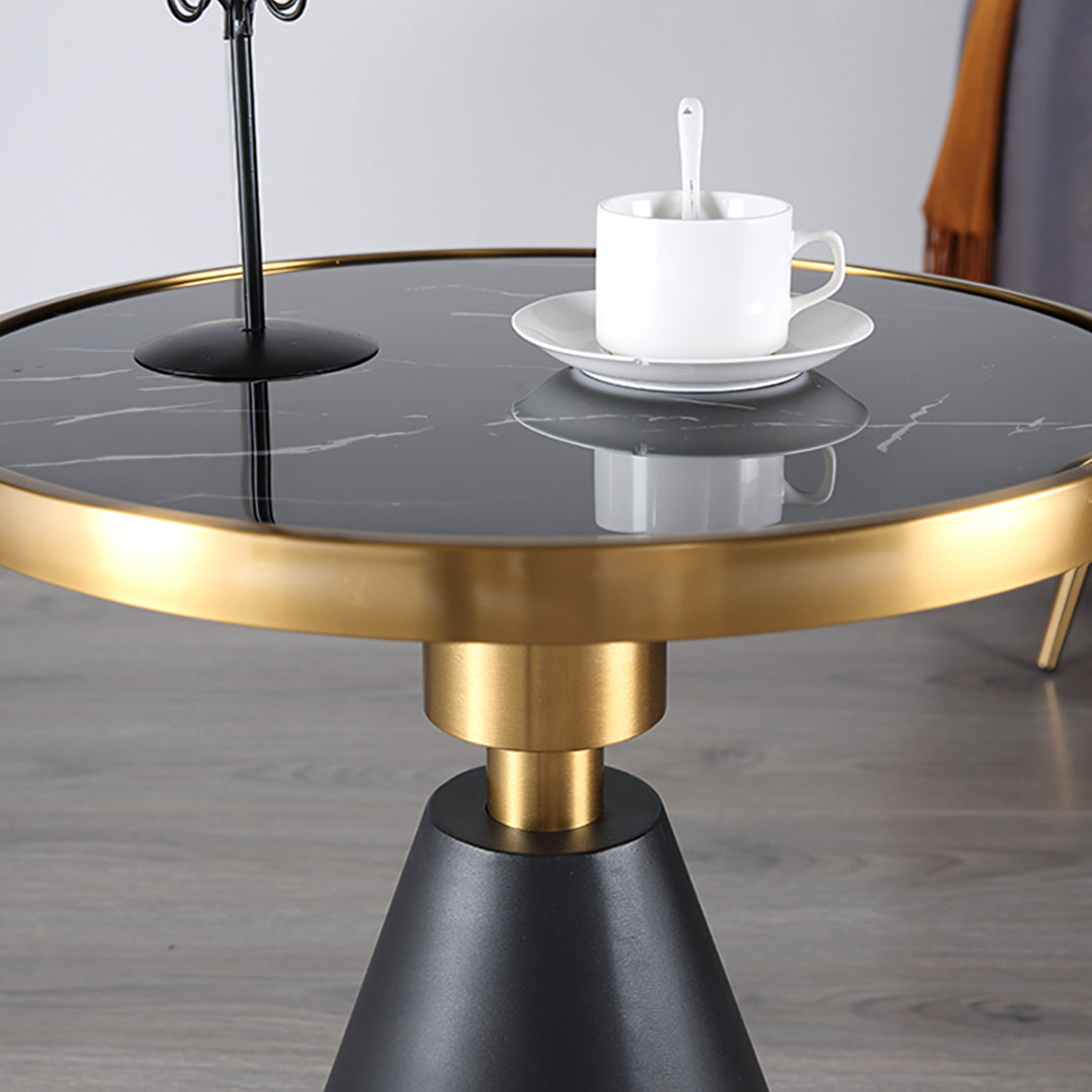 Modern Side Table with Marble Top and Metal Base