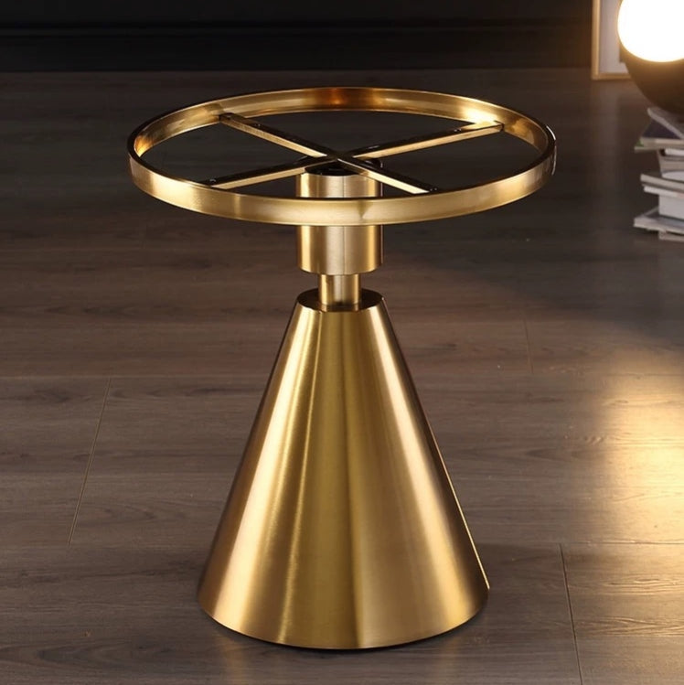 Modern Side Table with Marble Top and Metal Base
