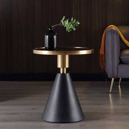 Modern Side Table with Marble Top and Metal Base