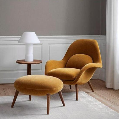 Fredericia Swoon Armchair And Footstool, Velvet, Blue