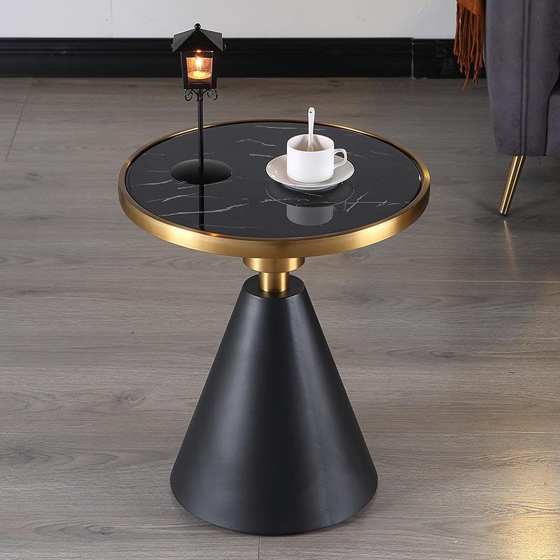 Modern Side Table with Marble Top and Metal Base