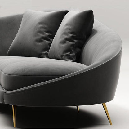 Slender Modern Curved Two Seater, Three Seater, Armchair, Velvet
