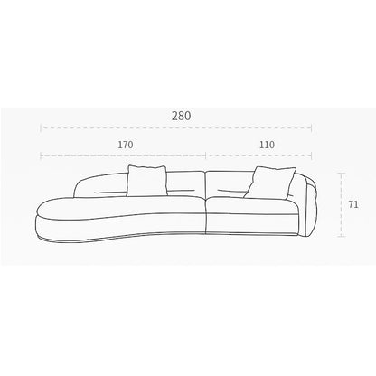 Yannik Four Seater Curved Sofa, Green