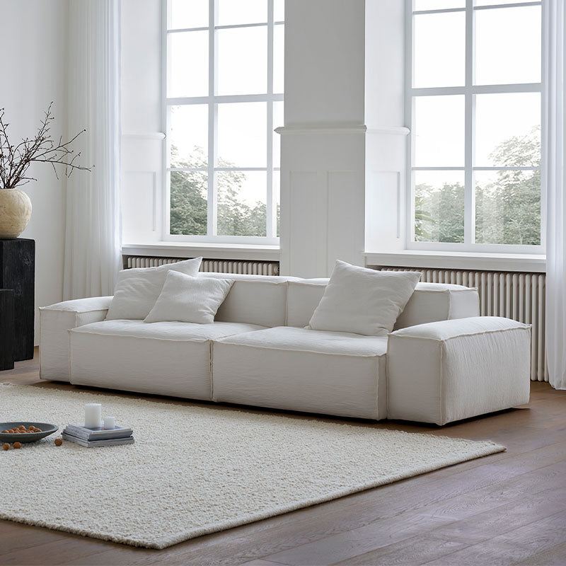 Zaavan Three Seater Sofa, Modular Sofa, White Linen