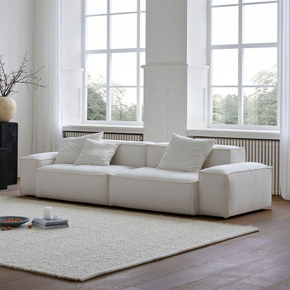 Zaavan Three Seater Sofa, Modular Sofa, White Linen