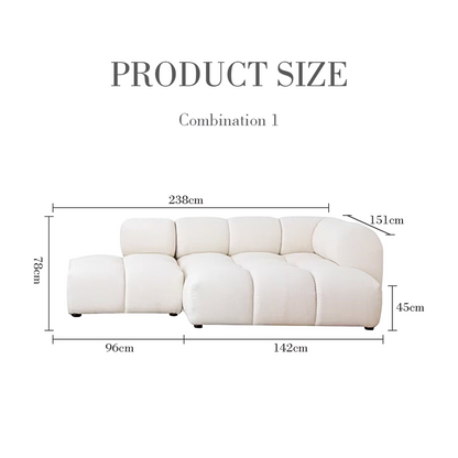 Lysander Velvet Module Three Seater, Four Seater, Five Seater Sofa, Corner Sofa, White