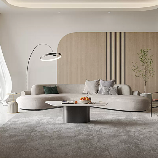 Cosima grey curved sofa velvet