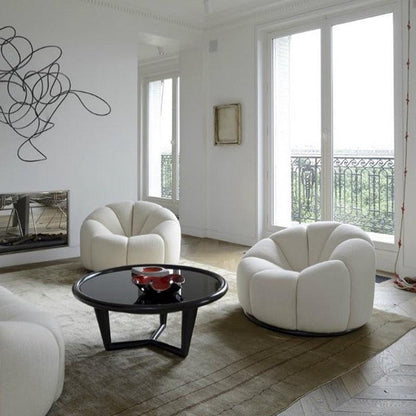 Arsav Pumpkin Armchair, White Boucle