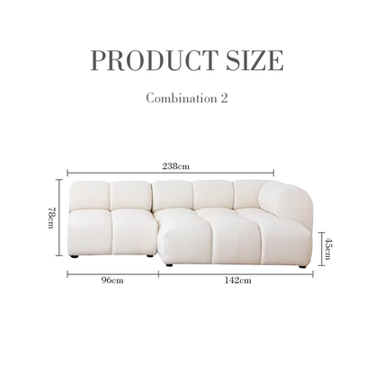 Lysander Velvet Module Three Seater, Four Seater, Five Seater Sofa, Corner Sofa, White