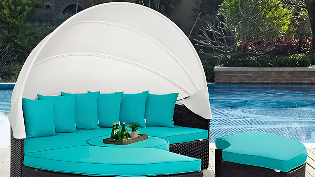 Shelly Patio Outdoor Sectional Sofa Set With Rattan Daybed Sunbed