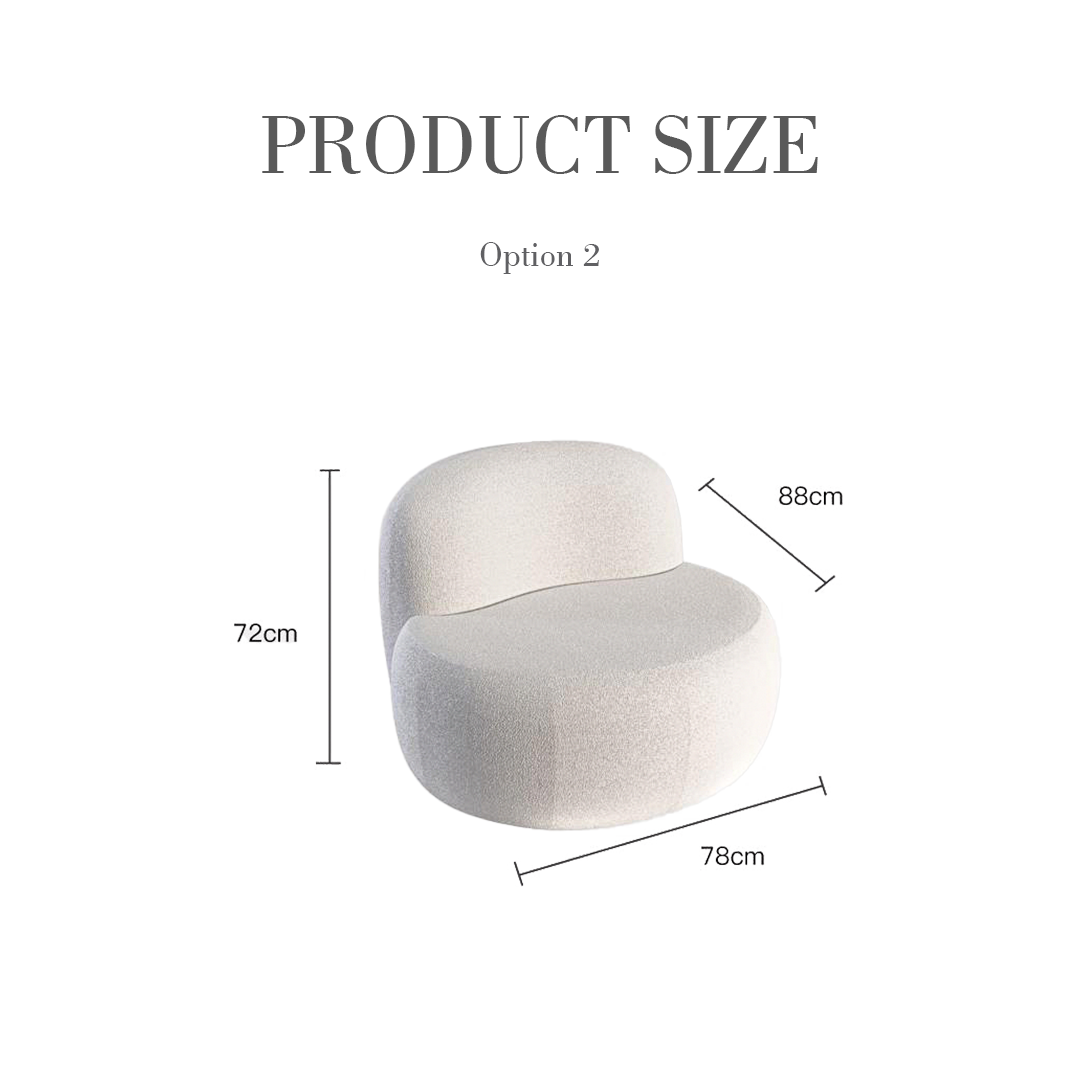 Elara Modern Curved Two Seater, Three Seater Sofa, Boucle