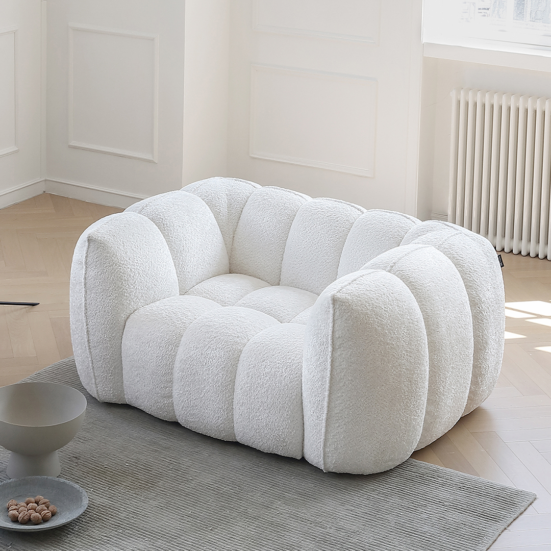 Oxley Pumpkin Single Seater Sofa, Armchair, White