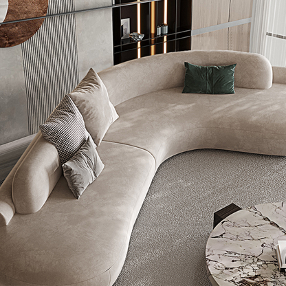 Cosima grey curved sofa velvet