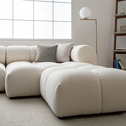 Lysander Velvet Module Three Seater, Four Seater, Five Seater Sofa, Corner Sofa, White