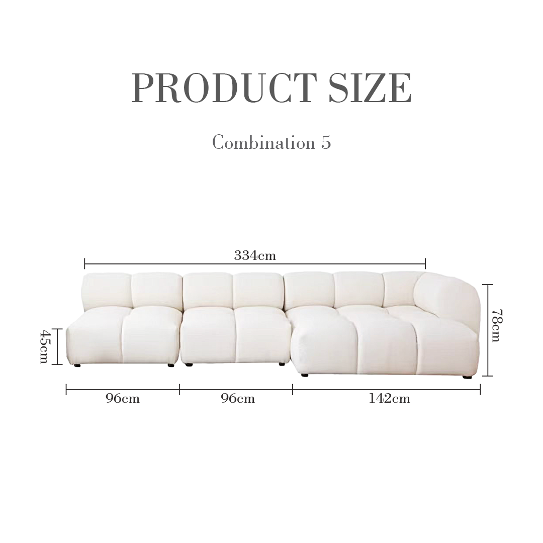 Lysander Velvet Module Three Seater, Four Seater, Five Seater Sofa, Corner Sofa, White