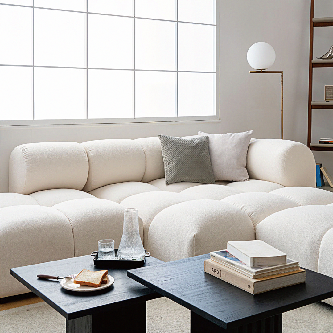 Lysander Velvet Module Three Seater, Four Seater, Five Seater Sofa, Corner Sofa, White