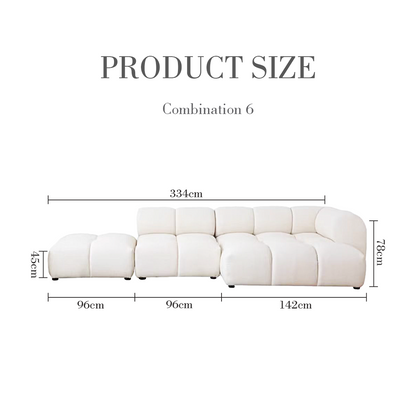 Lysander Velvet Module Three Seater, Four Seater, Five Seater Sofa, Corner Sofa, White