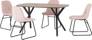Athens rectangular dining set with pink lukas chairs